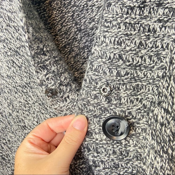 Eddie Bauer• classic black gray wool button closure cardigan sweater small - Picture 5 of 7